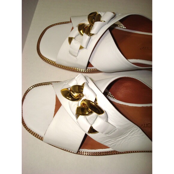New Womens Unity.In. Diversity Leather Chain Slide Sandals Talia White Gold 10 - Picture 11 of 12